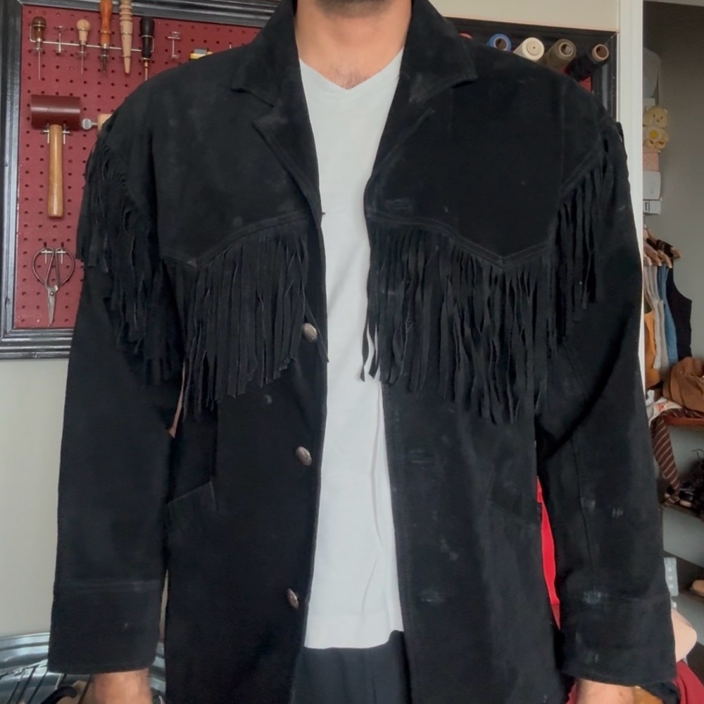 Scully Black Suede Fringe Jacket